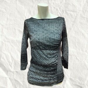 Mexx Y2K Ruched Polka Dot 3/4 Sleeve Women's Top Small